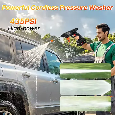Cordless Pressure Washer，3-in-1 Nozzle Handheld Cordless Power Pressure Washer, Portable Cordless Power Cleaning Tool with 435PS