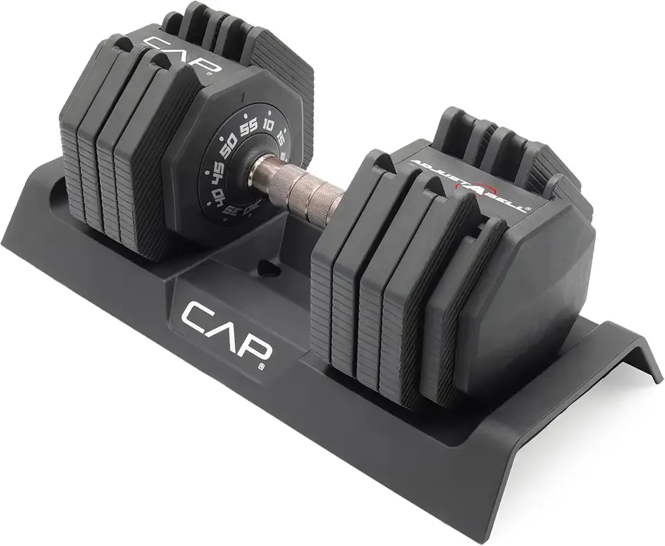 CAP Barbell ADJUSTABELL Adjustable 55 lb Hex Dumbbell Weights - Singles & Pairs | Multiple Handle Options