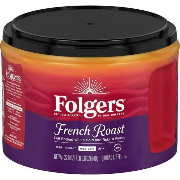 Folgers French Roast Ground Coffee, Medium Dark Roast, 22.6 oz Canister $13.88 61.4 ¢/oz