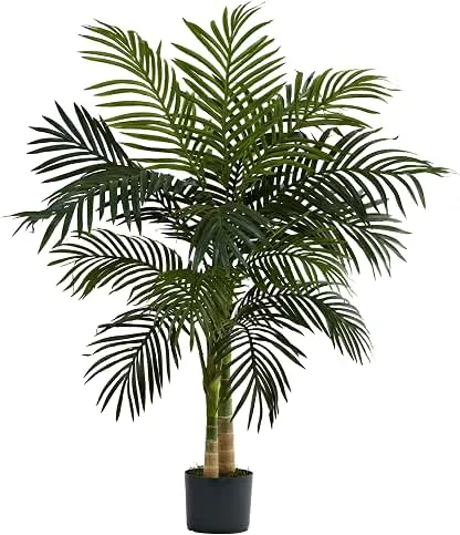 Nearly Natural 4 ft Artificial Golden Cane Palm Tree with…