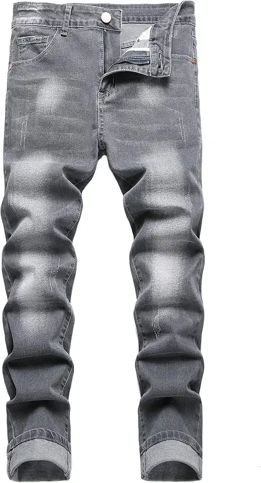Men's Slim Fit Stretch Jeans Ripped Skinny Jeans for Men, Fashion Straight Leg Comfort Flex Waist Cargo Denim Pants
