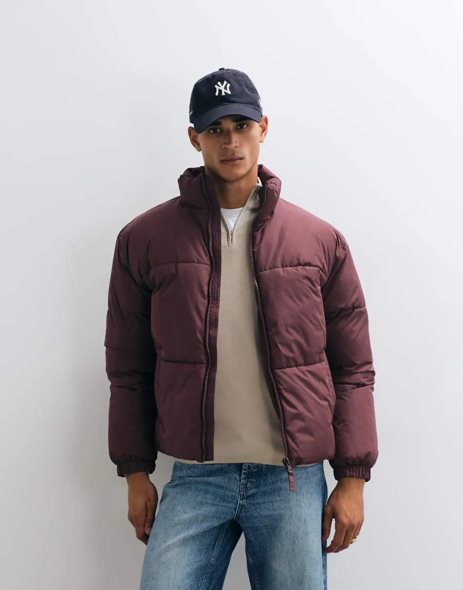 ASOS DESIGN puffer jacket in burgundy