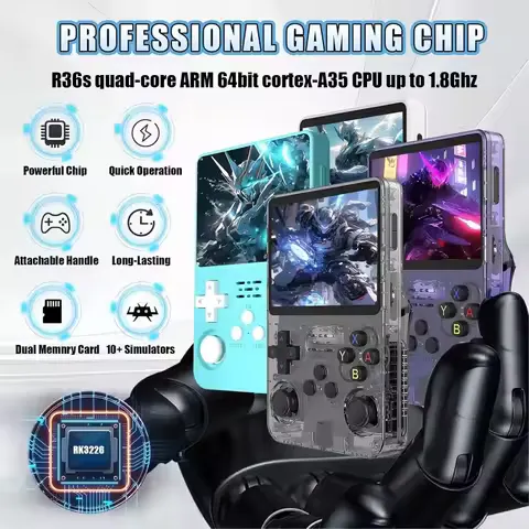 R36S Retro Handheld Game Consoles Video Player 3.5 Inch IPS Screen 64GB 128G Portable Pocket Game Console Children Gifts