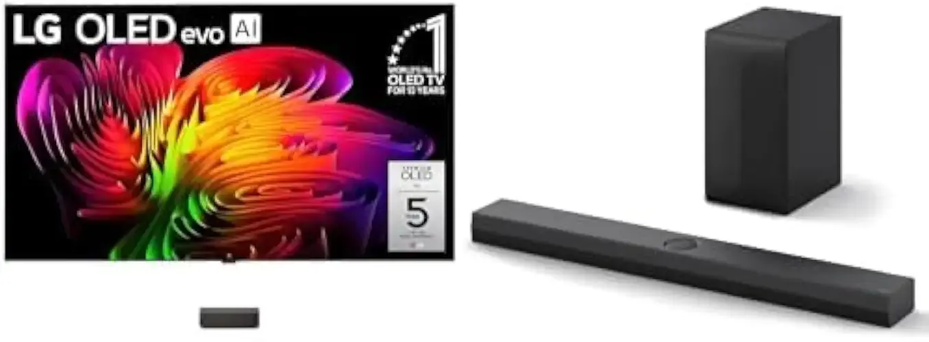 LG 77-Inch Class OLED evo AI 4K W6 Wallpaper Series Smart TV (OLED77W6PUA, 2026) S70TY 3.1.1-Channel QNED TV Matching Soundbar, Dolby Atmos, Wow Orchestra, Rear Speaker Ready, Wireless Subwoofer