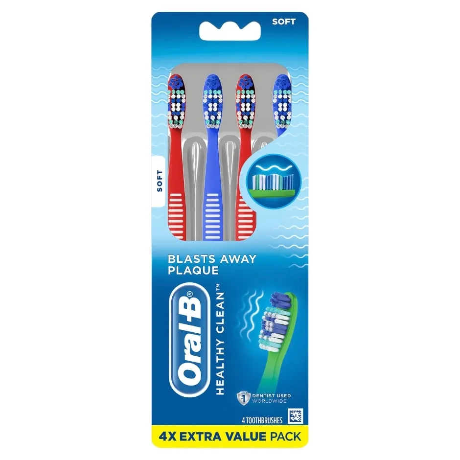 Oral-B Healthy Clean Toothbrushes, Soft, 4 Count