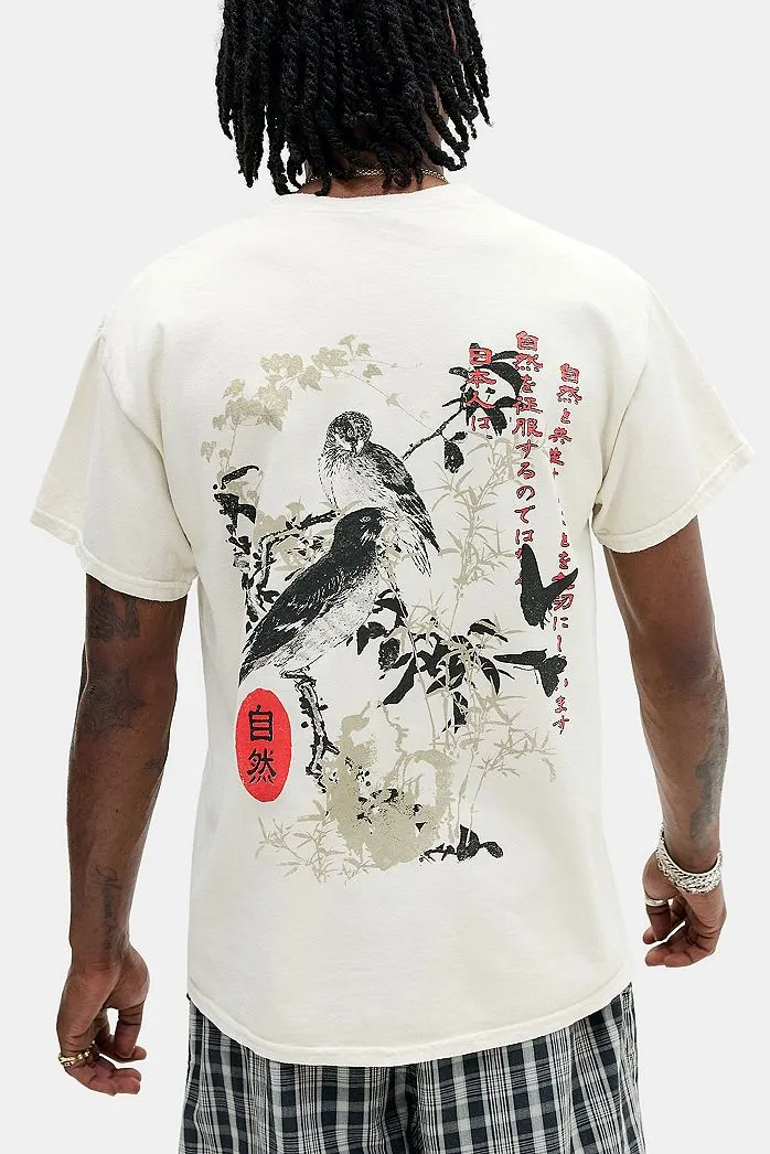 T-Shirt UO Ecru con Uccelli