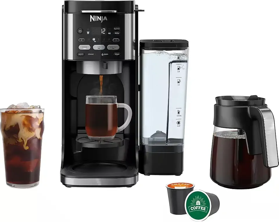 Ninja DualBrew Pro Hot & Iced Coffee Drip Coffee Maker (Renewed) | Compatible with K-Cup Pods | 3 Brew Styles (Classic, Rich, & Iced) | 70oz Removable Reservoir & Dishwasher Safe | Black | 14-Cup