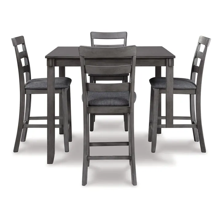 Bridson Counter Height Dining Table With 4 Bar Stools - Charcoal Gray