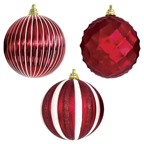 Enchanted Forest® 140mm Red Mixed Texture Shatterproof Ornaments - 3 Pack