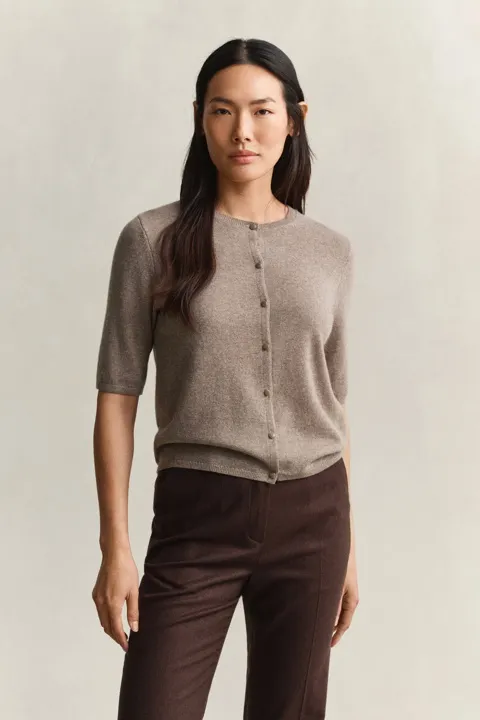 Cashmere Blend Short Sleeve Cardigan
