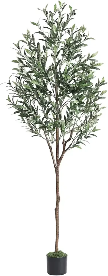 Alupssuc 6ft Olive Tree Artificial Indoor, Fake Tree Potted with Lifelike Fruits and Realistic Leaves, Faux Plants for Modern Home Office Living Room Decor