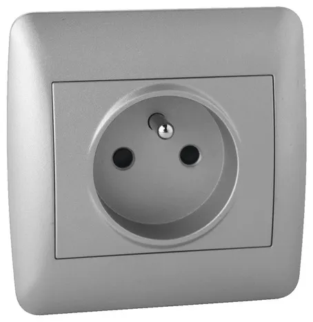 Prise 2 points avec terre \"OME\" silver