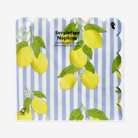 Napkins with lemons and stripes -...