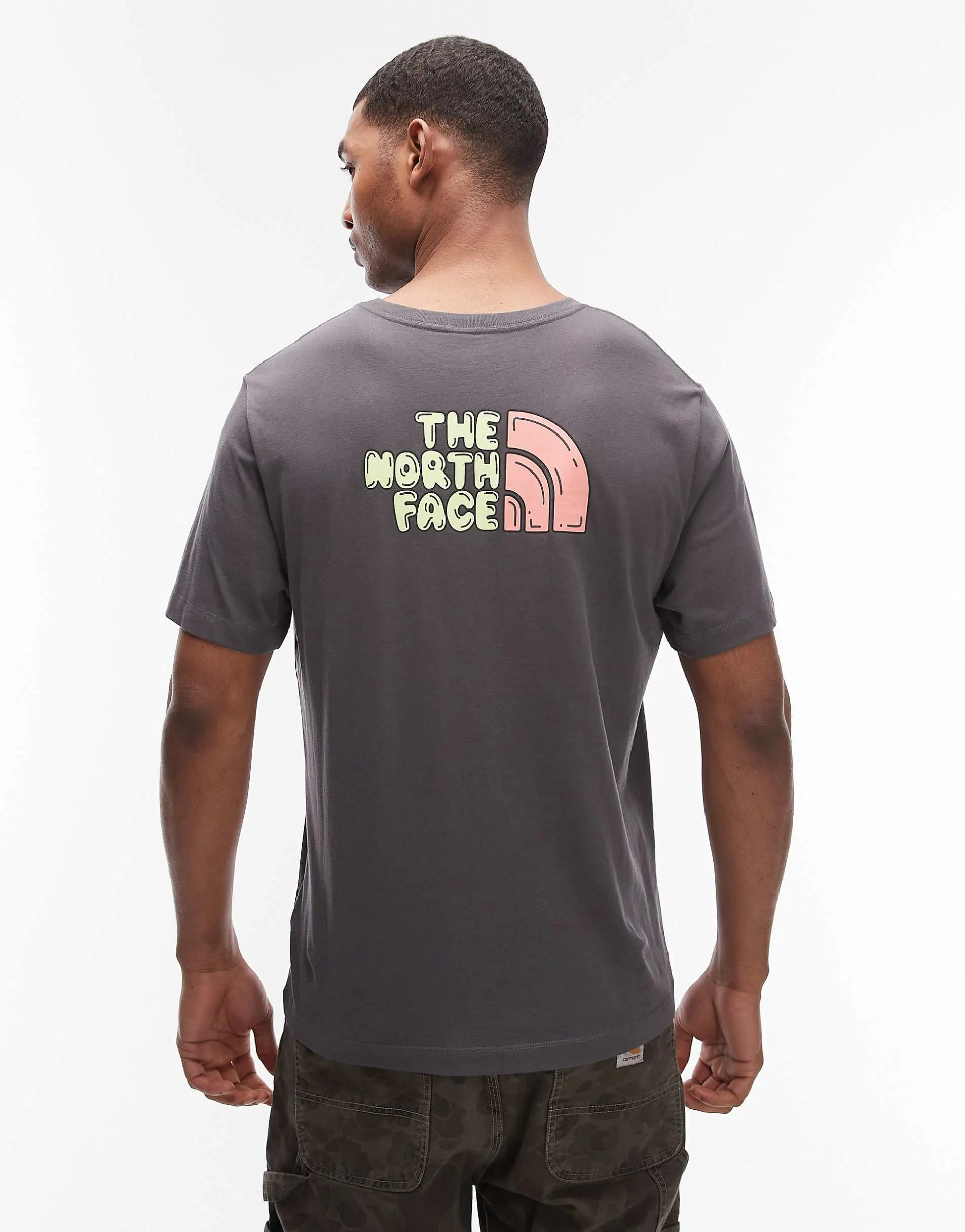 The North Face Bubble logo back print t-shirt in dark grey