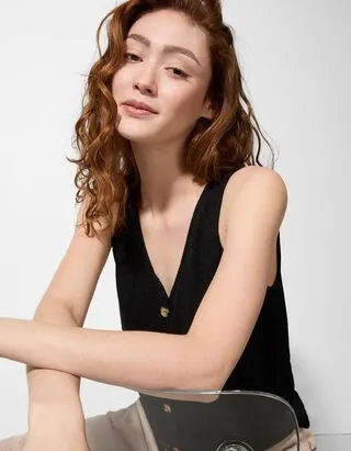 Top in maglia - Abbottonatura - Nero