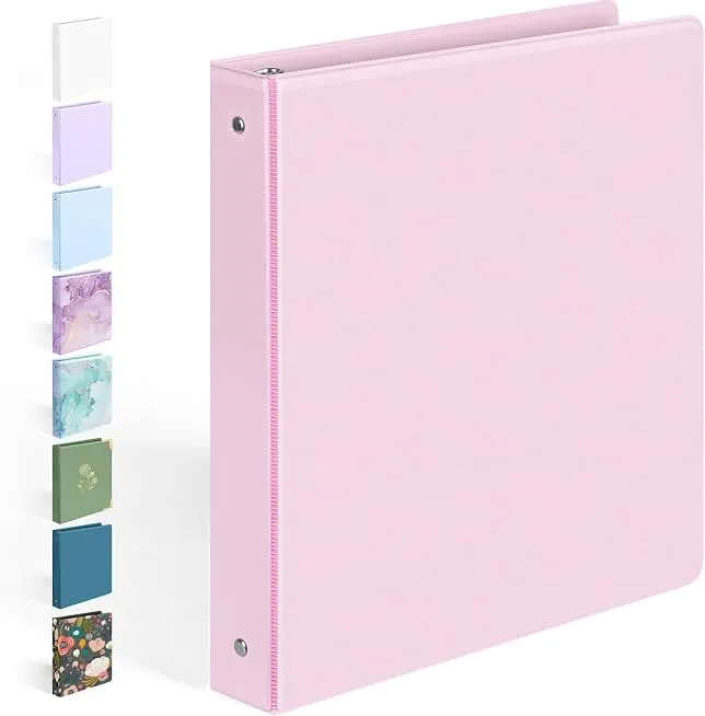 BinderX 3 Ring Binder 1 Inch, 1" Clear View Binder, Pink, Letter / A4 Size | Extra Durable, PVC-Free, Customizable, Interior Pockets, 175…