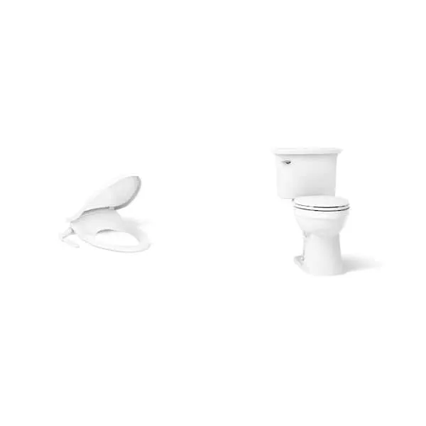 KOHLER Purewash M250 White Bidet Seat for Elongated Toilets and Elmbrook 12 in.​ Toilet with Soft Close Seat