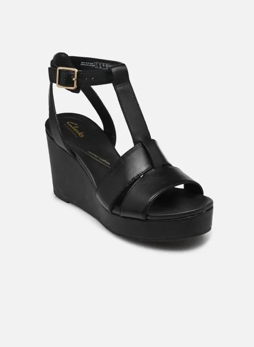 Sandalen met sleehak en plateau Sabina Hope dames zwart