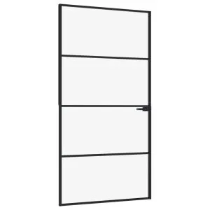 vidaXL puerta interior vidrio templado y aluminio negro 102x201,5 cm