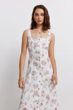 Vestido midi escote cuadrado