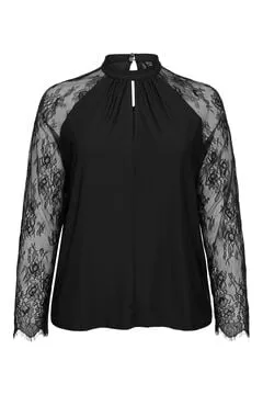 Blusa elegante mangas de encaje