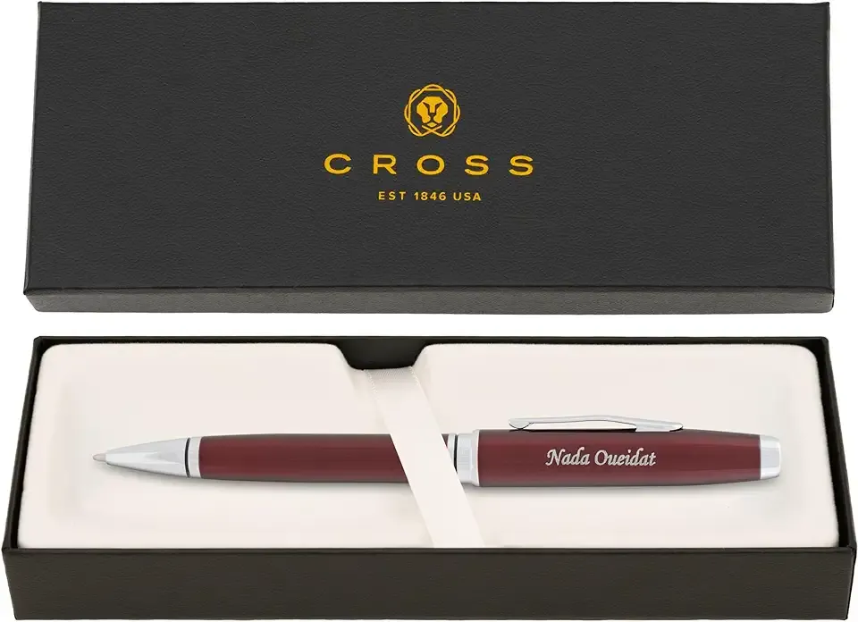 Personalized, Custom Engraved Cross Pen for Men or Women | Cross Coventry Ballpoint Pen | Luxury Gift for Office, Graduation and Business [Red Lacquer with Chrome Trim]