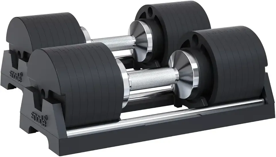 SNODE AD80 Drop Proof 80 lbs Adjustable Dumbbell Set -Adjustable Weights with Cast Iron Plates and Cradle, Knurled Handle, Fast Adjust, Compact Home Gym Equipment for Bench & Press