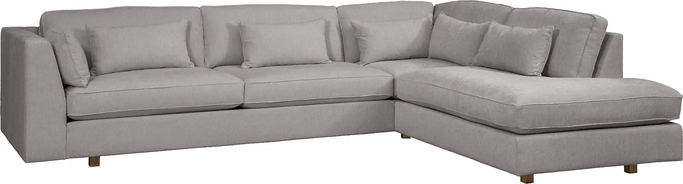 Hjellegjerde Dyp hjørnesofa 3,5 seter + hjørne + endemodul, armlen 4, stoff Anabela velg farge