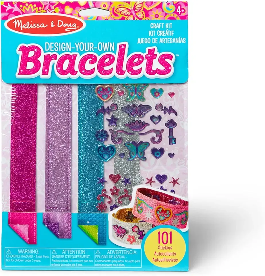 Melissa & Doug Design-Your-Own Bracelets with 100+ Sparkle Gem & Glitter Stickers, Kids Snap Bracelets, Stickers & Jewelry Crafts, Preschool Toys for Girls & Boys Ages 4+