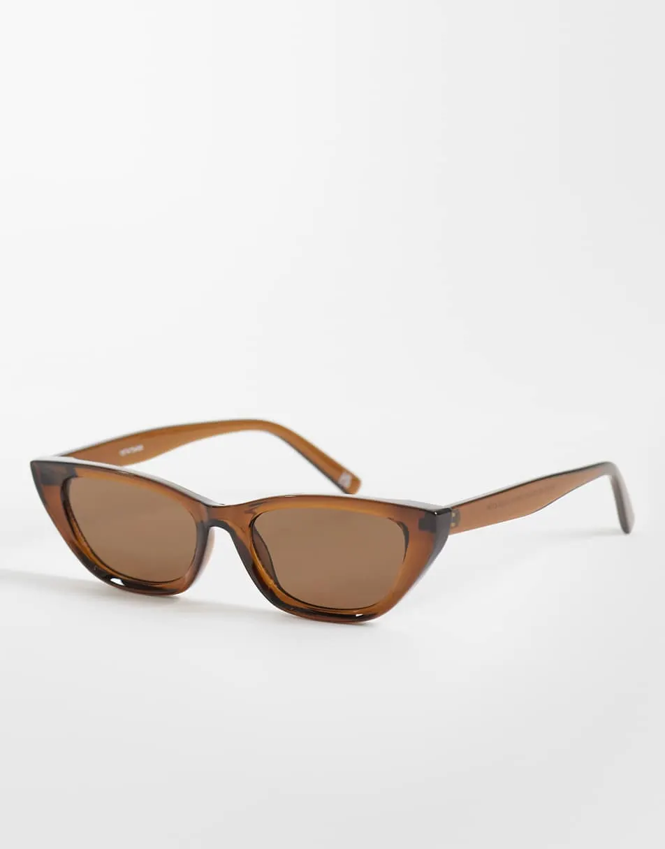 ASOS DESIGN cat eye sunglasses in tonal crystal brown