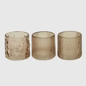 Boston Living Harper Glass Candle Tealight Holder Cocoa Mocha Assorted