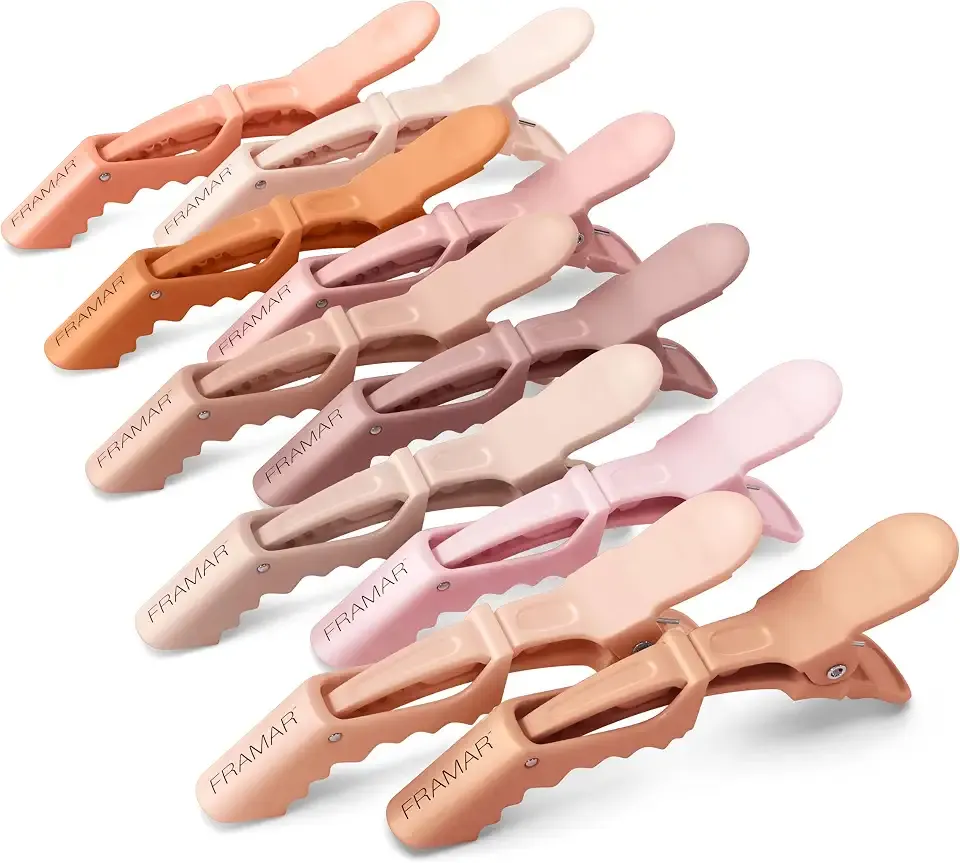 FRAMAR Neutral Alligator Clips For Hair Styling 10 Pack, Professional
