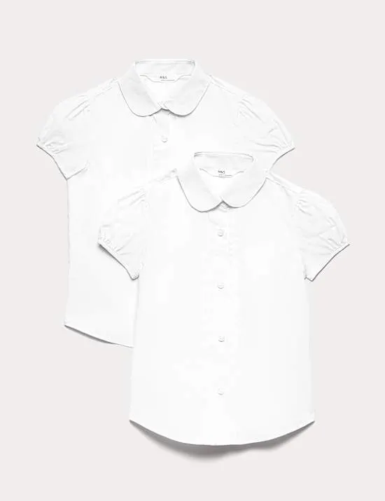 2 Pack Girls' Pintuck Easy Iron School Shirts (2-16 Yrs)