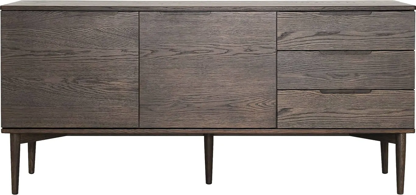 Karmøy skjenk 161 x 41 H: 76 cm, brun eikefiner, 2 dører og 3 skuffer