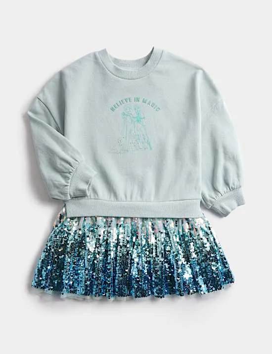 Cotton Rich Frozen™ Sequin Dress (2-8 Yrs)