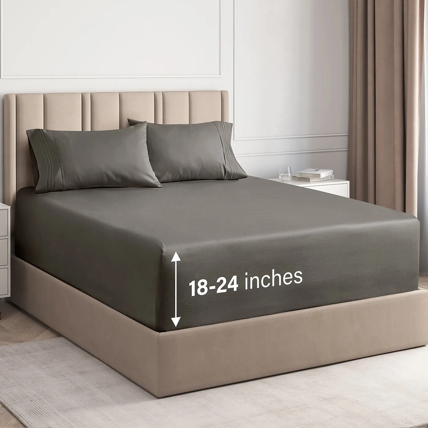 Queen Dark Gray Extra Deep Pocket 4-Piece Bed Sheet Set