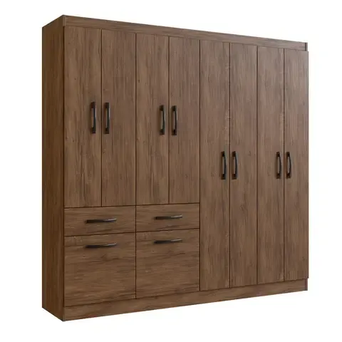 Ropero 10 Puertas 2 Cajones Castaño Café 179x177x38 cm