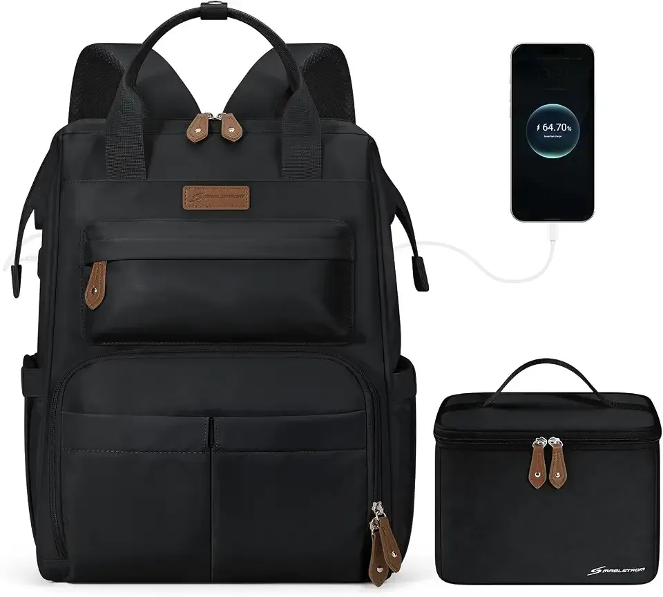 15.6-17.3" Laptop Backpack with Lunch Box, Work Bag for Women Men