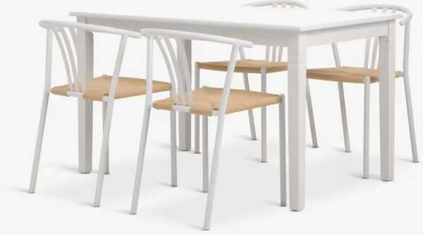 KIRKEBY + JYDERUP KIRKEBY L130/220 tafel wit + JYDERUP wit/naturel