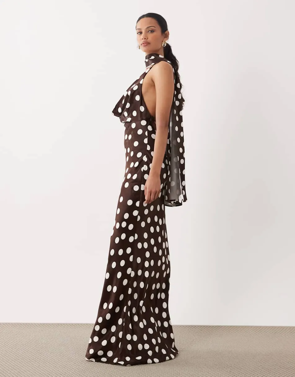 ASOS DESIGN satin cowl neck scarf maxi dress in