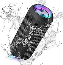 Ortizan Portable Bluetooth Speaker x Stocking Stuffers: IPX7 Waterproof, Wireless, Big Sound, Deep Bass, Dual Pairing, 30H Playtime, White Elephant Gift for Adults Men Women Teen Boys Girls (Black)