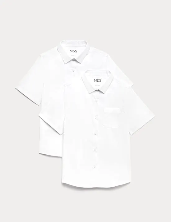 2 Pack Girls' Slim Fit Non-Iron School Shirts (2-18 Yrs)