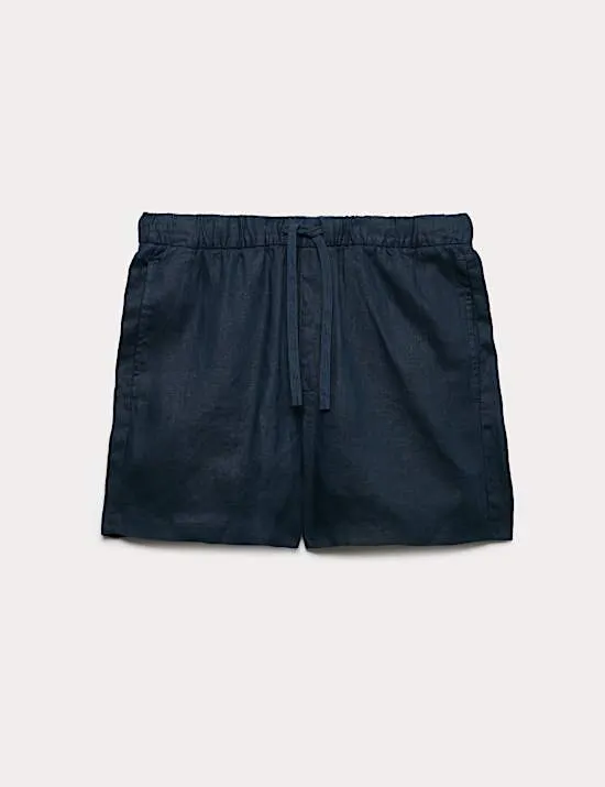 Shorts aus reinem Leinen mit Elastikbund
