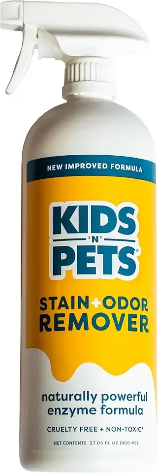 KIDS 'N' PETS Instant All-Purpose Stain & Odor Remover Permanently Eliminates Dog Pee, Cat Urine, Other Smells, Spots from Home Carpet, Couch, Furniture, Mattress, Fabric. Non-Toxic, Child Safe - 27oz
