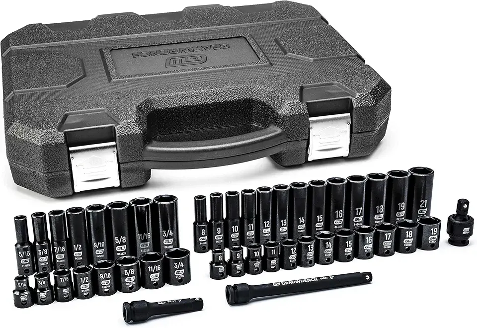 GEARWRENCH 44 Pc. 3/8" Drive 6 Point Standard & Deep Impact SAE/Metric Socket Set - 84916N
