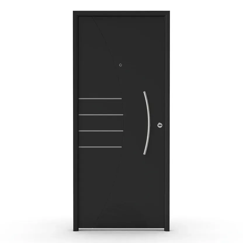 Puerta de exterior acero Curva negra 80 x 200 cm izquierda