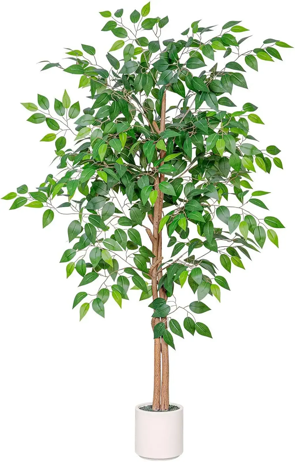 Artificial Ficus Tree 5FT Tall, Faux Ficus Tree Indoor Outdoor, Fake Silk Ficus Plant with Planter, Lifelike Leaves Large Potted Floor Tree for Home Office Living Room Porch Decor