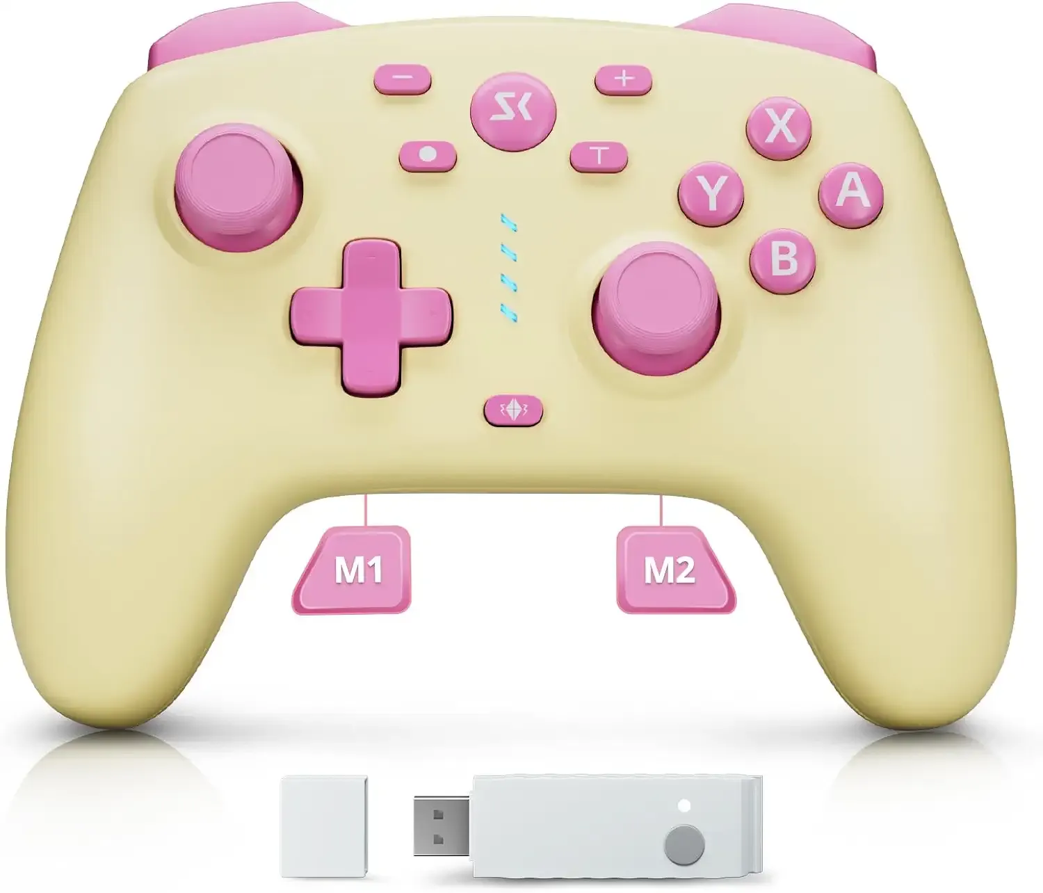 Wireless Switch Controller for Switch/Lite/OLED/Switch 2, Hall Effect Triggers & Joysticks/Wake-Up Function/Turbo, Switch 2 Controller with 2.4G Adapter/2 Macro Buttons, Switch 2 Pro Controller Yellow