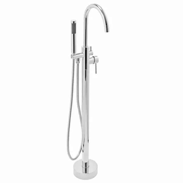 AKDY 1-​Handle Freestanding Floor Mount Roman Tub Faucet Bathtub Filler with Hand Shower in Chrome