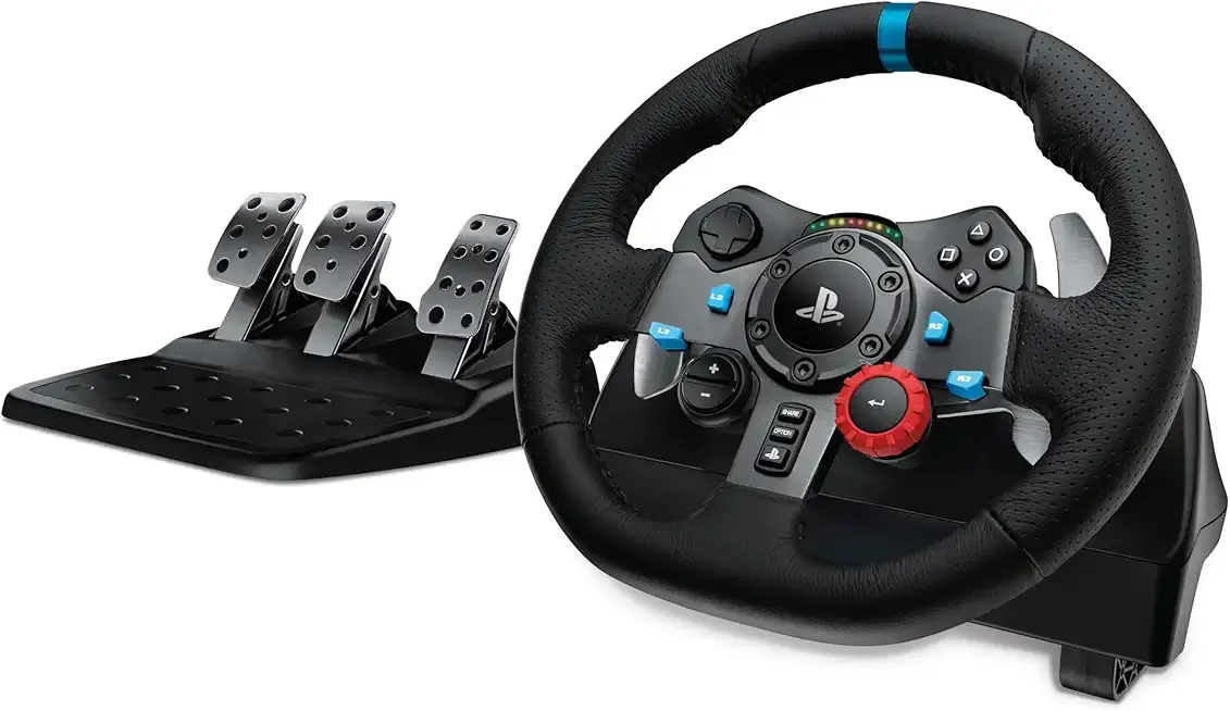 Logitech G29 Racing Wheel and Pedals for PS5/PS4/PC | Stainless steel paddle shifters, leather steering wheel cover, real force feedback, for PS5, PS4, PC, Mac